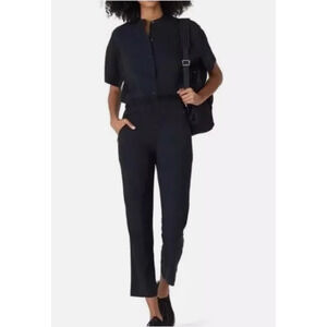 Lululemon Perfectly Poised Short Sleeve Jumpsuit Black Button Henley‎ Size 2